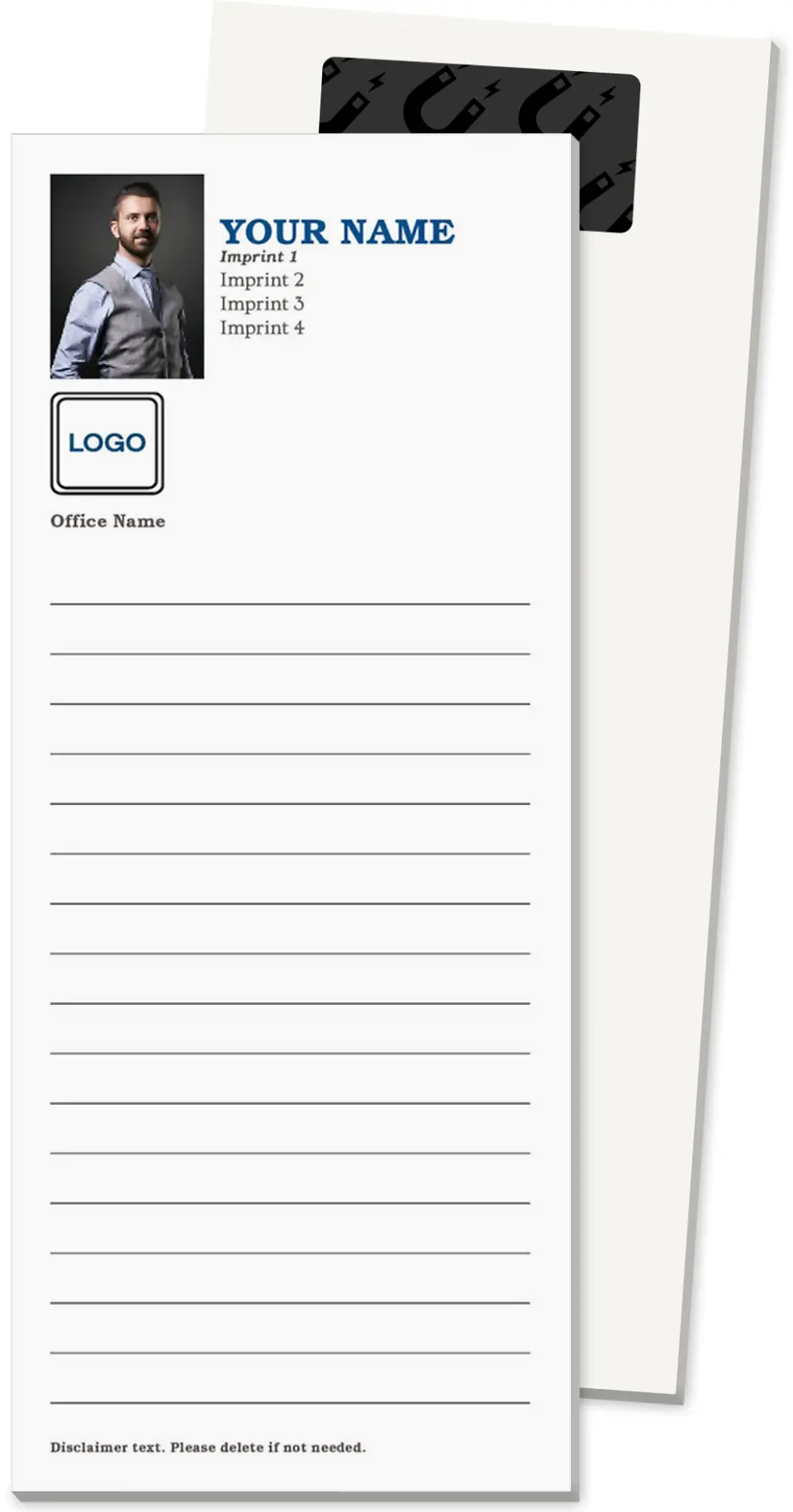 This is a 3½" x 8½" Magnetic Notepad called Jot a Note printed in full color