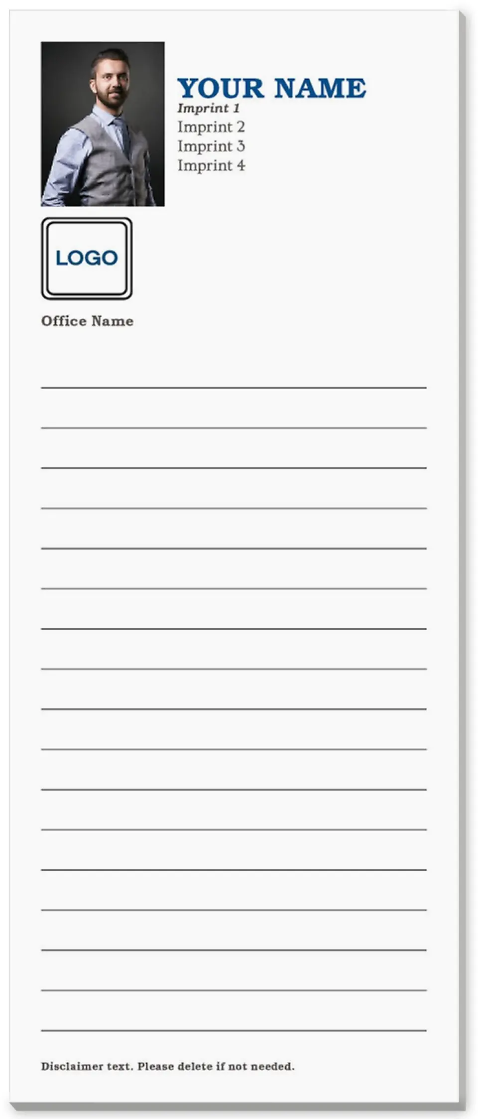 This is a 3½" x 8½" Notepad Without Magnet called Jot a Note printed in full color