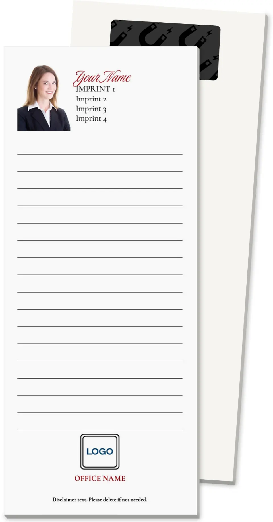 This is a 3½" x 8½" Magnetic Notepad called Noteworthy printed in full color