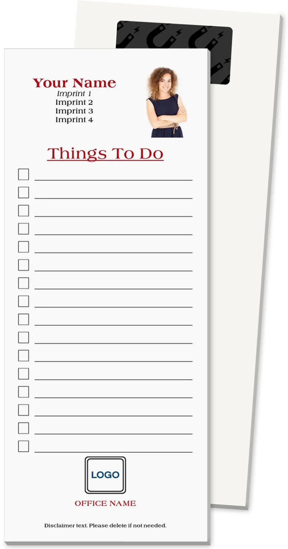 This is a 3½" x 8½" Magnetic Notepad called Check it Off printed in full color