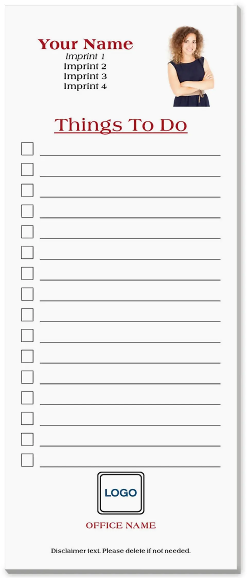 This is a 3½" x 8½" Notepad Without Magnet called Check it Off printed in full color
