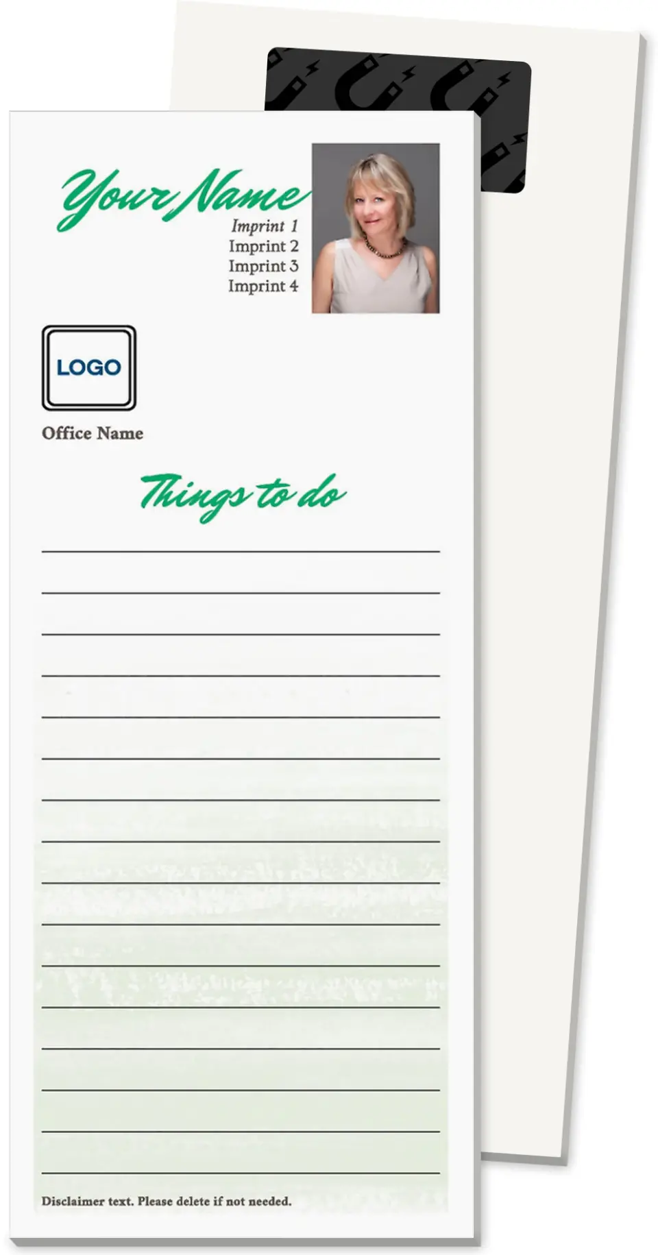 This is a 3½" x 8½" Magnetic Notepad called Watercolor printed in full color