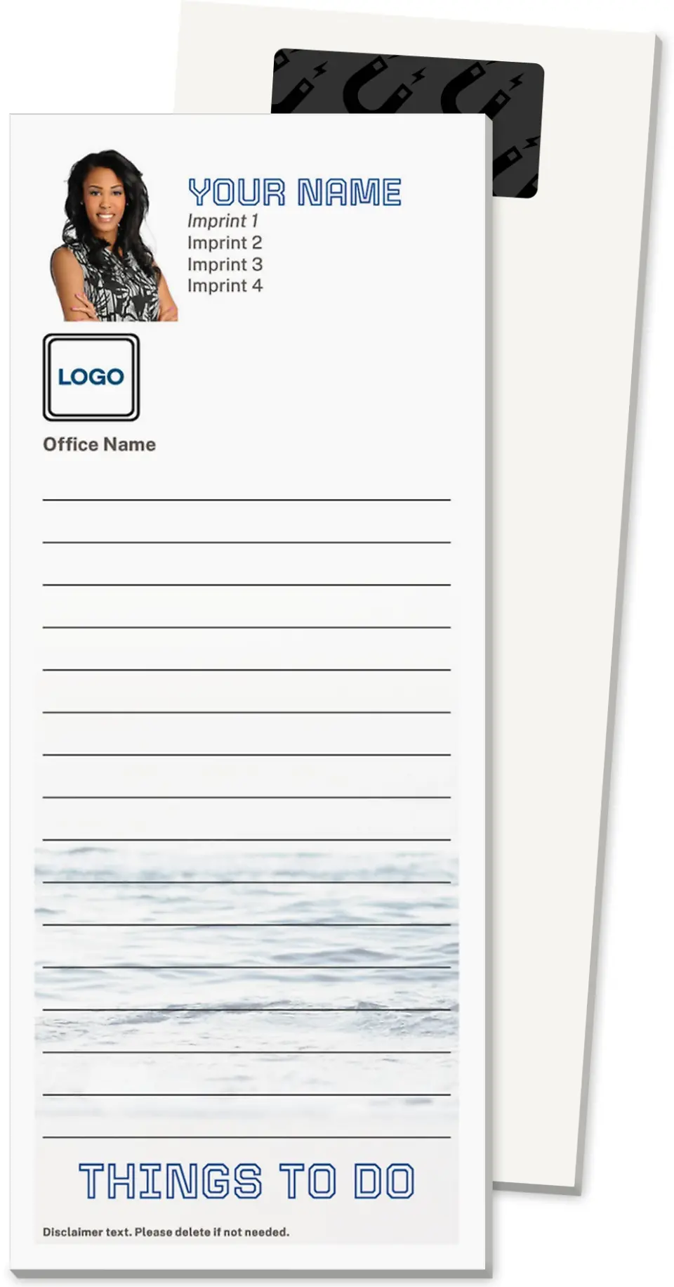This is a 3½" x 8½" Magnetic Notepad called Wavy Wishes printed in full color
