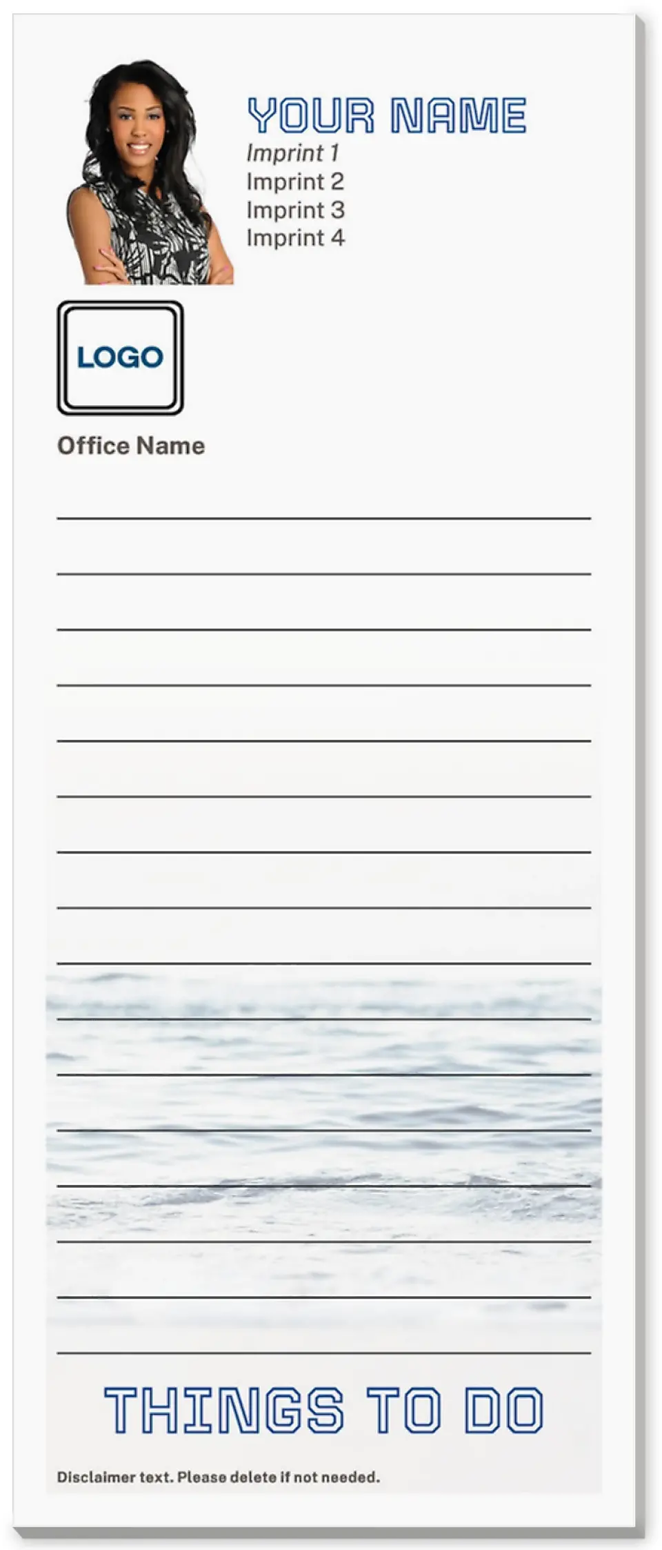This is a 3½" x 8½" Notepad Without Magnet called Wavy Wishes printed in full color