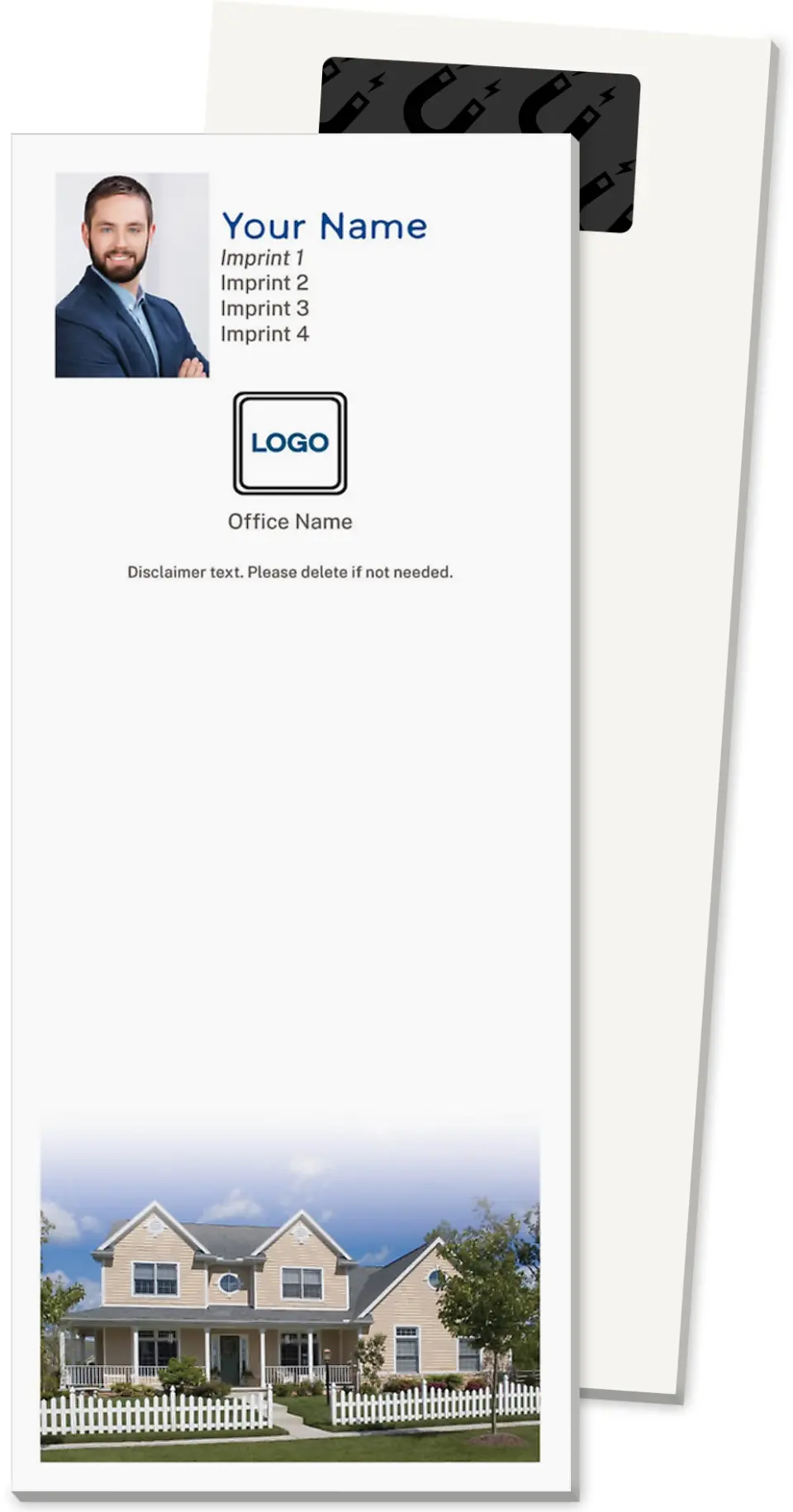 This is a 3½" x 8½" Magnetic Notepad called Picket Fences printed in full color