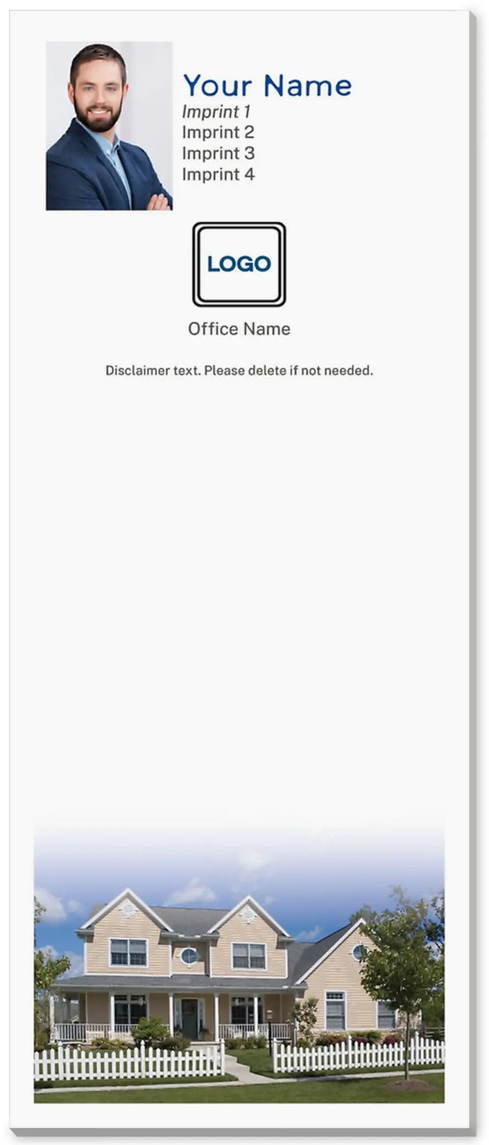 This is a 3½" x 8½" Notepad Without Magnet called Picket Fences printed in full color