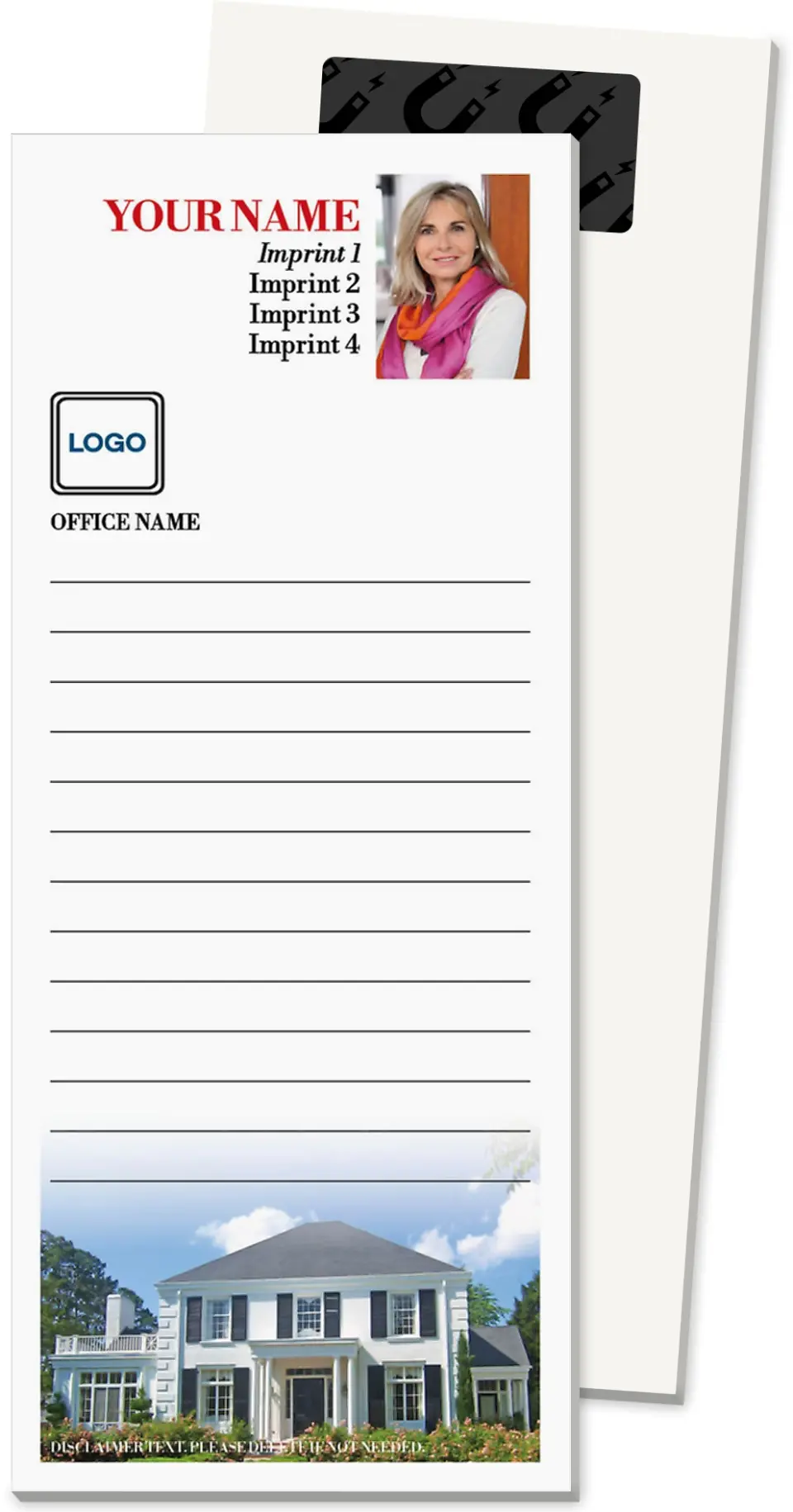This is a 3½" x 8½" Magnetic Notepad called Stately Home printed in full color