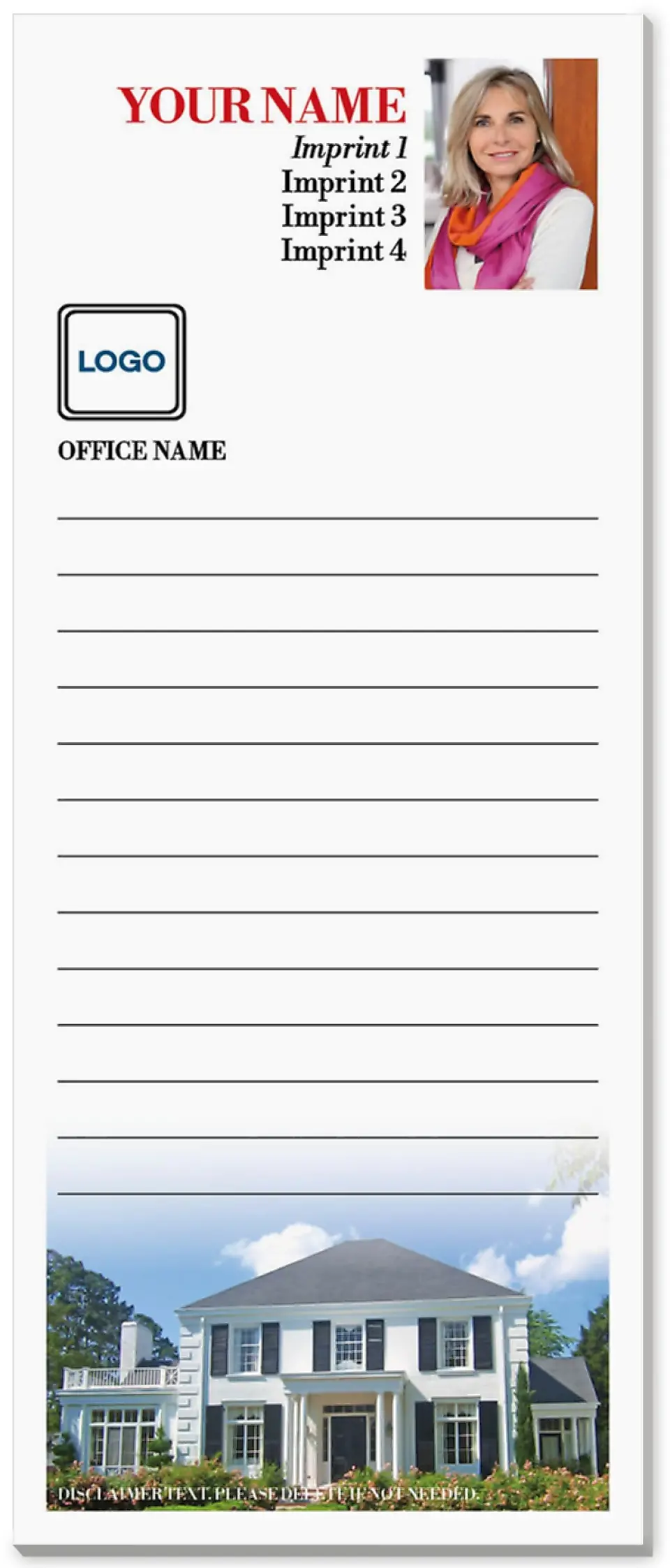 This is a 3½" x 8½" Notepad Without Magnet called Stately Home printed in full color