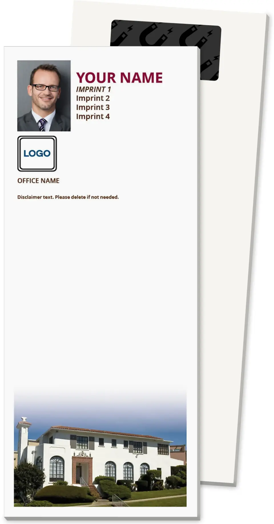 This is a 3½" x 8½" Magnetic Notepad called Modern Brand printed in full color