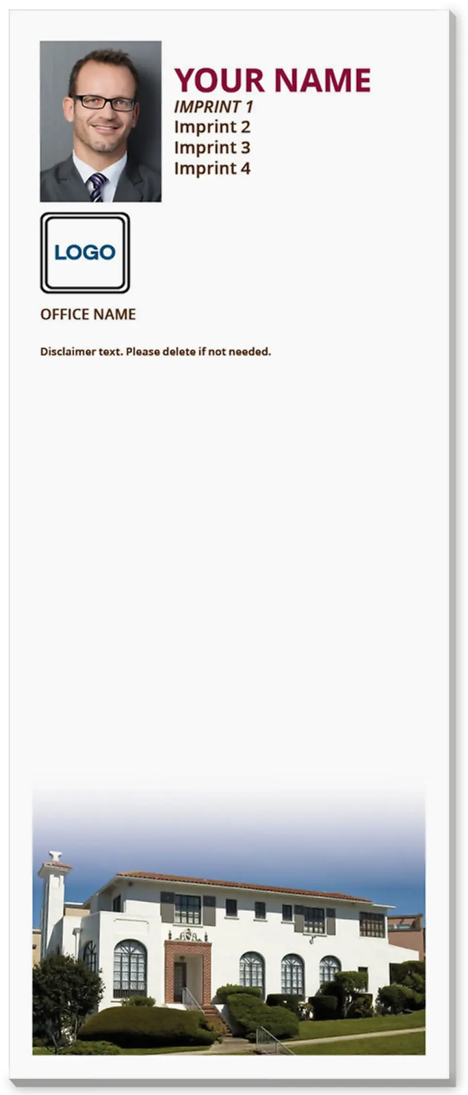 This is a 3½" x 8½" Notepad Without Magnet called Modern Brand printed in full color