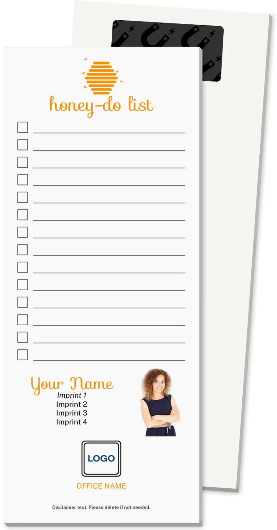 This is a 3½" x 8½" Magnetic Notepad called Honey Bee printed in full color