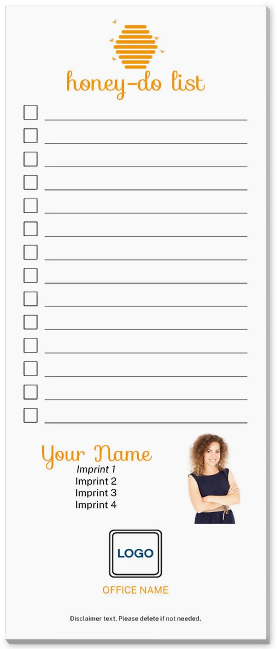 This is a 3½" x 8½" Notepad Without Magnet called Honey Bee printed in full color