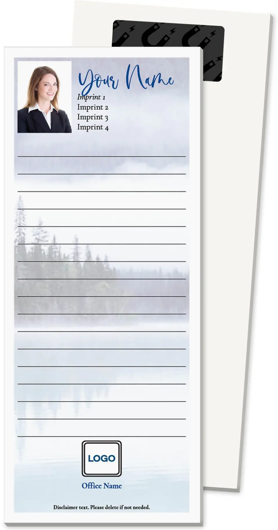 This is a 3½" x 8½" Magnetic Notepad called Scenic Watermark printed in full color