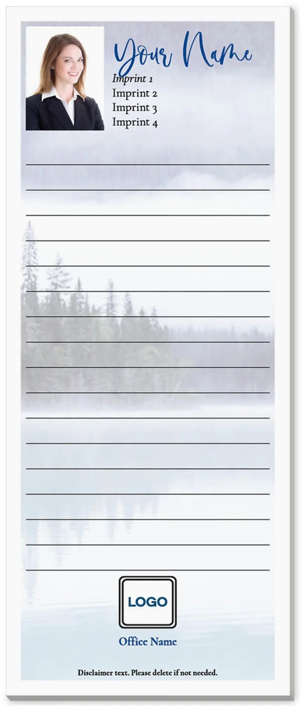 This is a 3½" x 8½" Notepad Without Magnet called Scenic Watermark printed in full color
