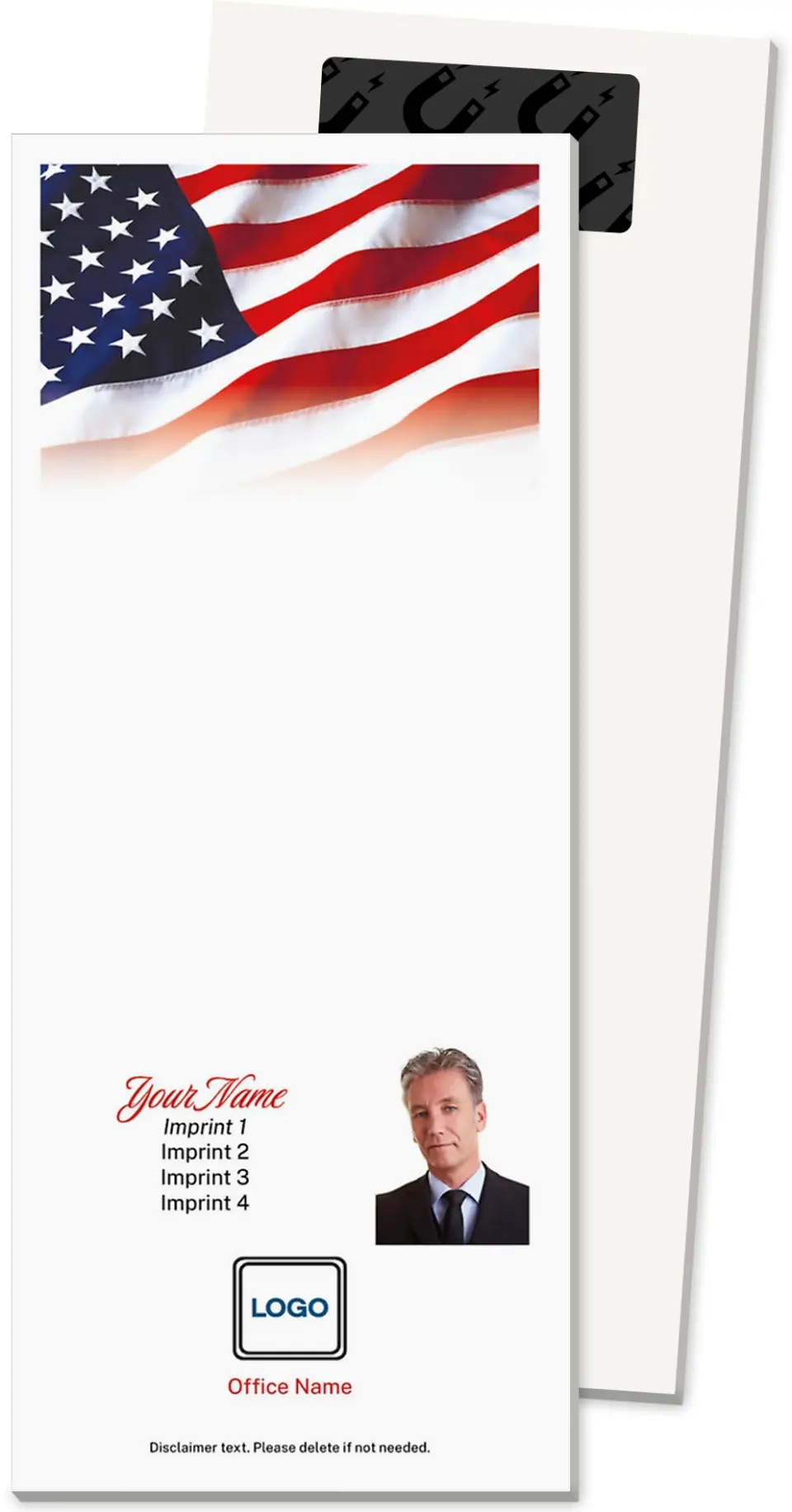 This is a 3½" x 8½" Magnetic Notepad called Fading Flag printed in full color