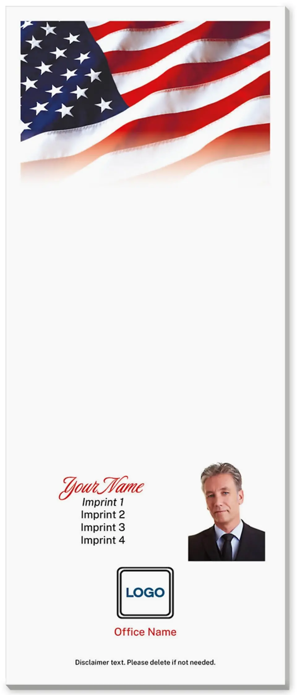 This is a 3½" x 8½" Notepad Without Magnet called Fading Flag printed in full color