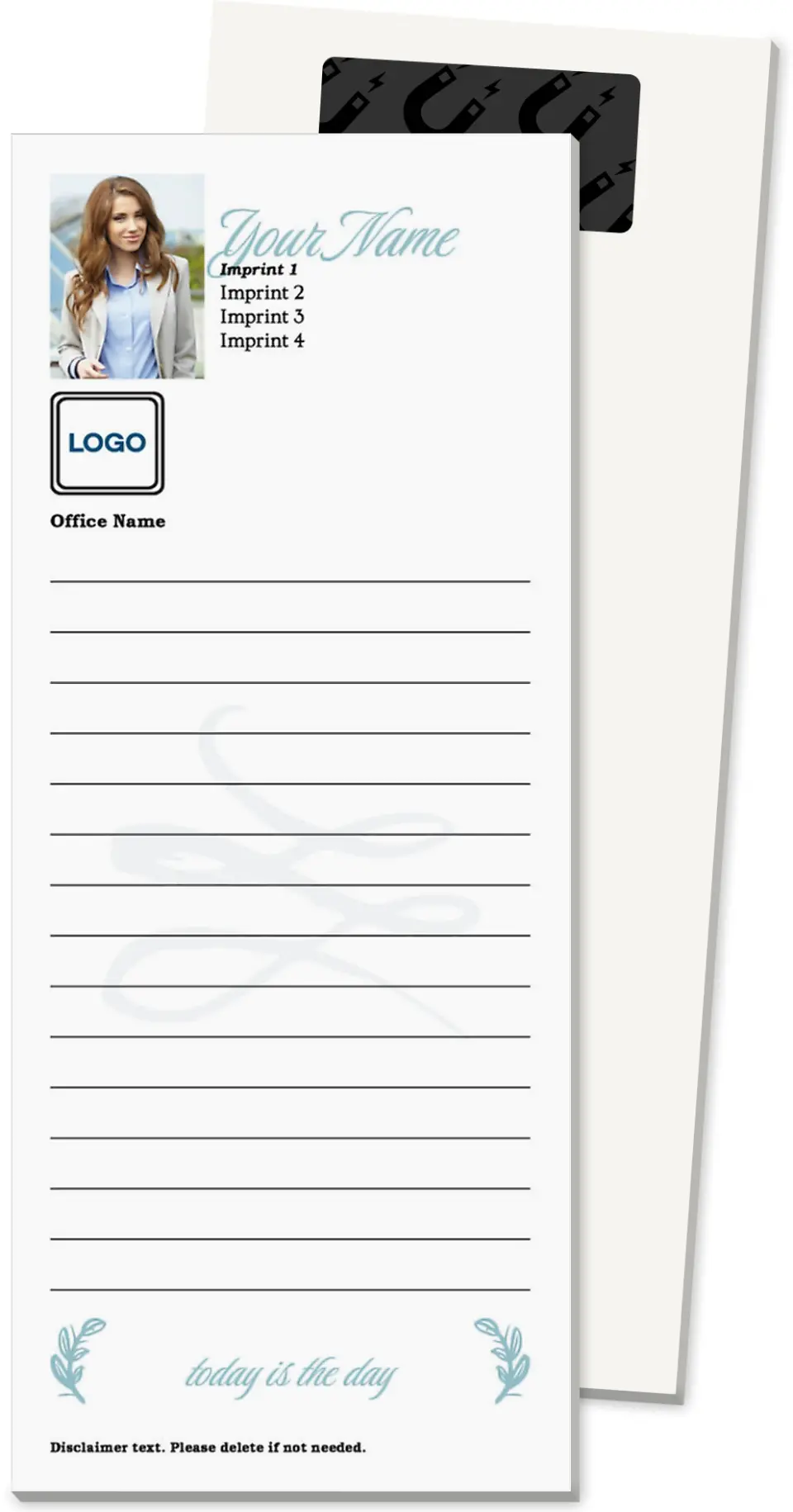 This is a 3½" x 8½" Magnetic Notepad called Reflective Notes printed in full color