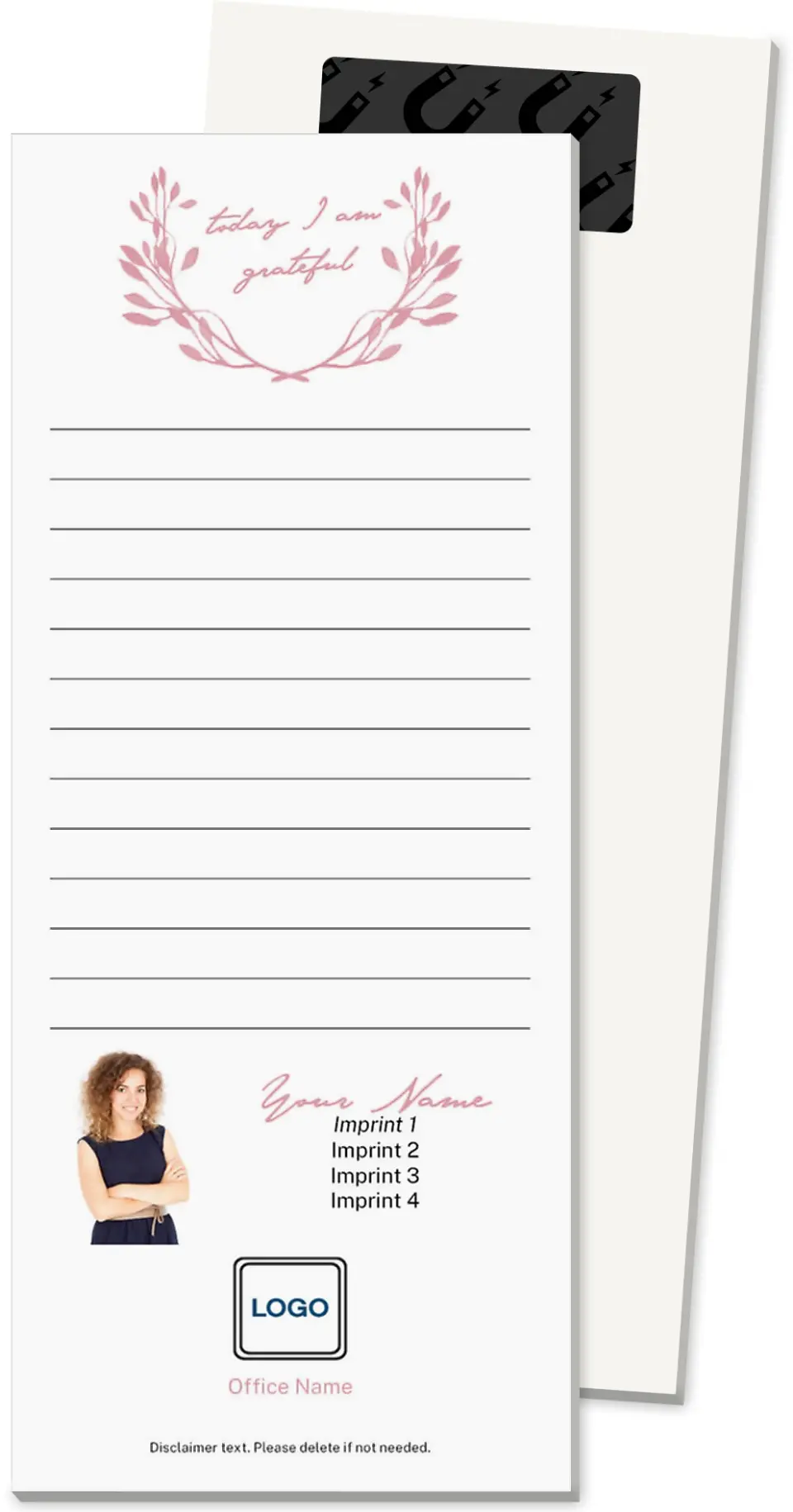This is a 3½" x 8½" Magnetic Notepad called Grateful Notes printed in full color