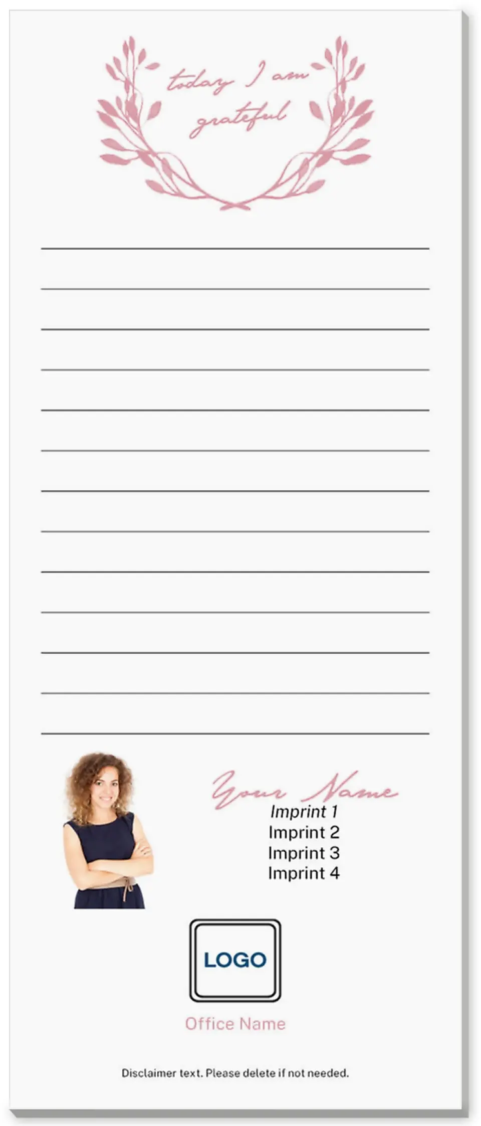 This is a 3½" x 8½" Notepad Without Magnet called Grateful Notes printed in full color