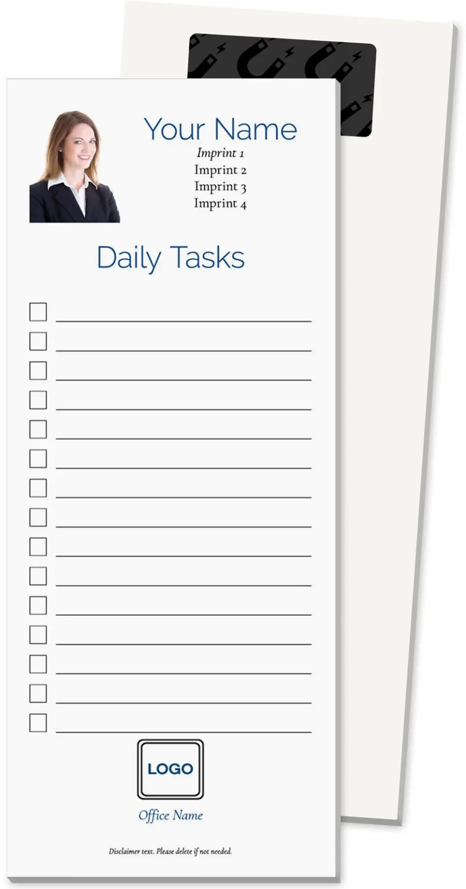 This is a 3½" x 8½" Magnetic Notepad called Daily Dose printed in full color
