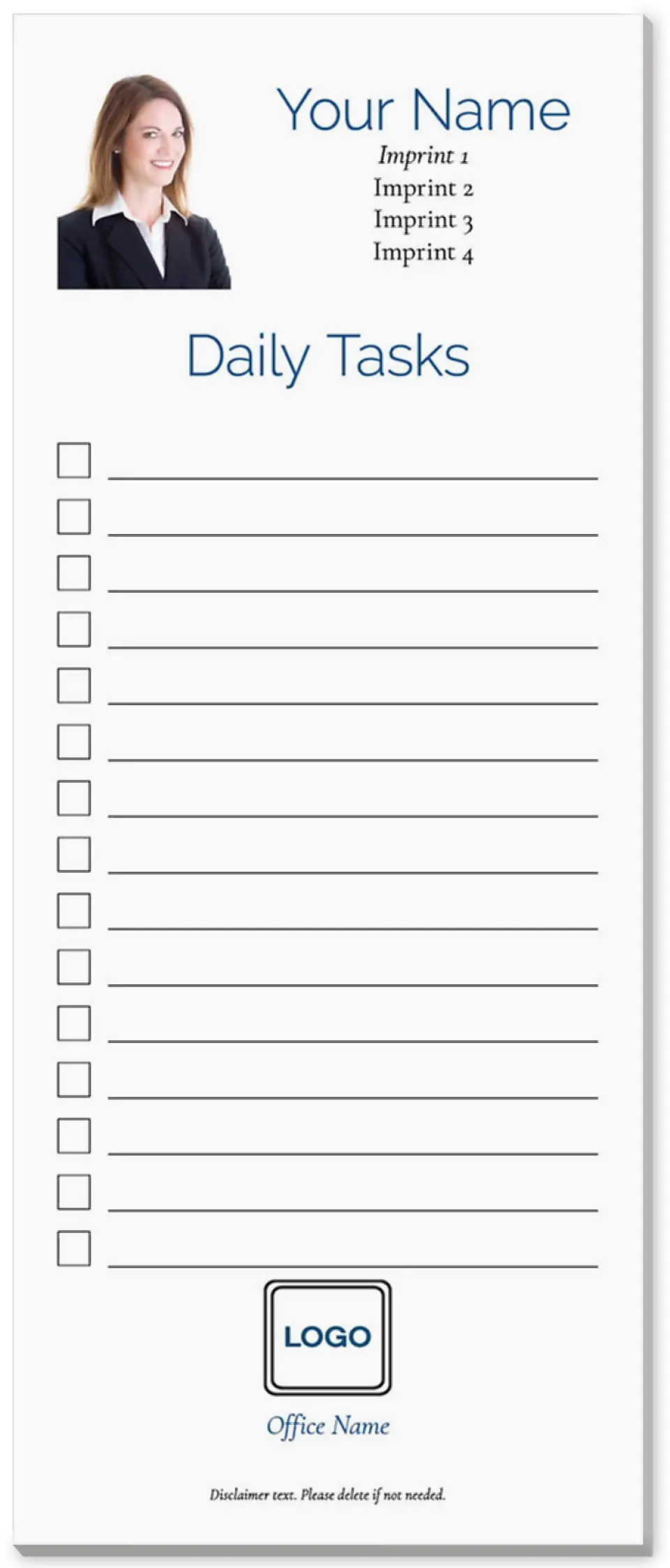 This is a 3½" x 8½" Notepad Without Magnet called Daily Dose printed in full color