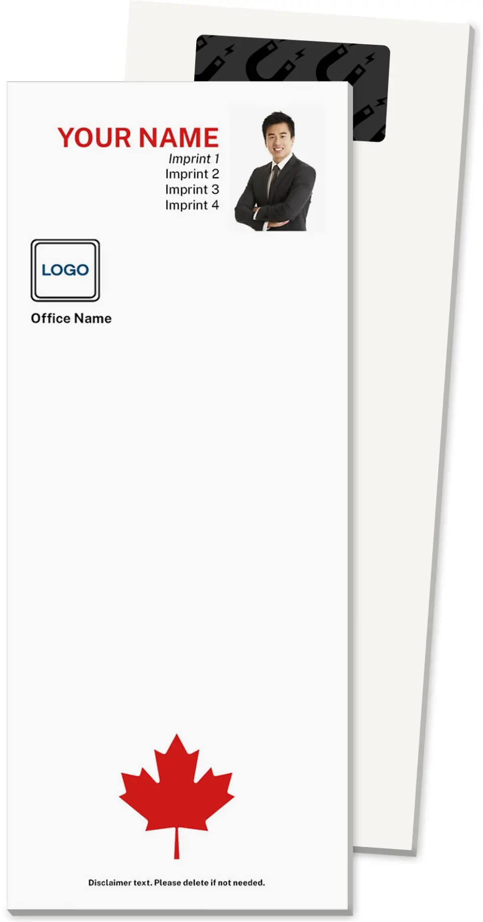 This is a 3½" x 8½" Magnetic Notepad called Canadian Leaf printed in full color