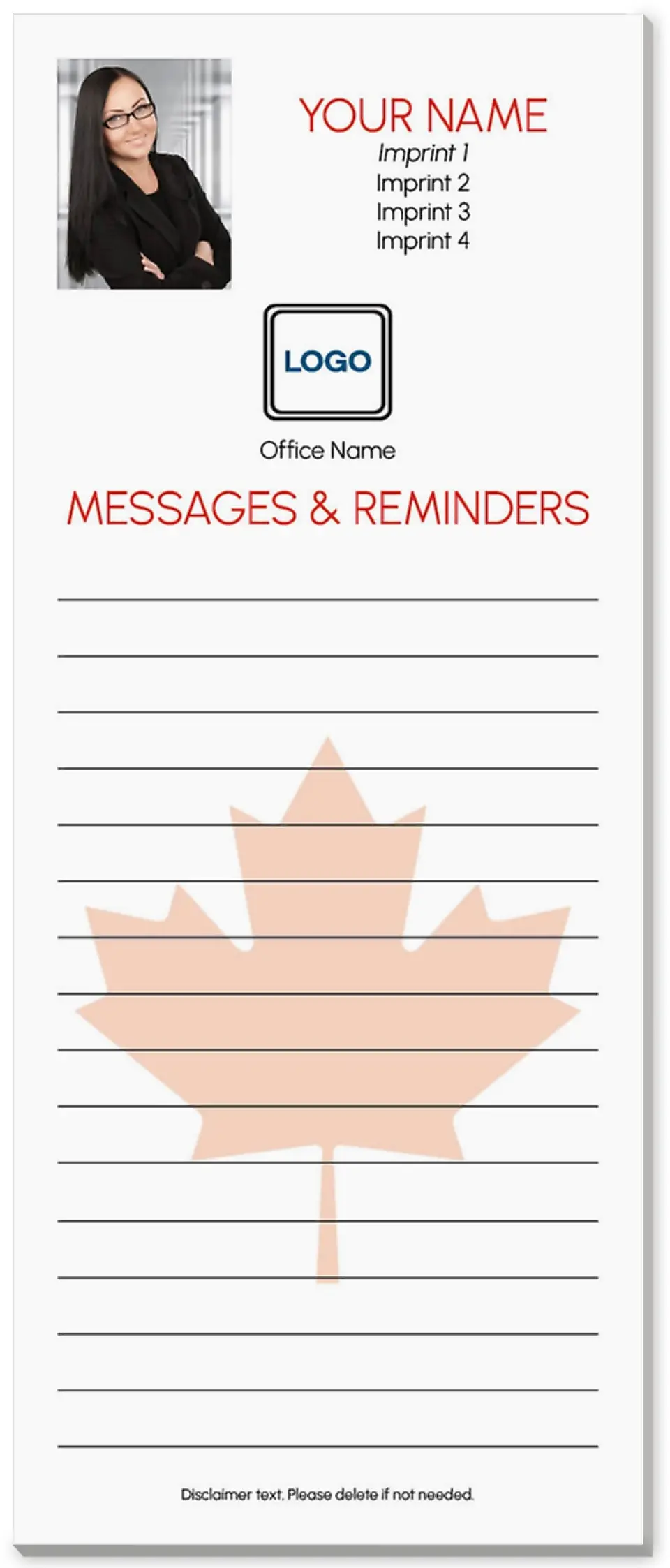 This is a 3½" x 8½" Notepad Without Magnet called Screened Leaf printed in full color