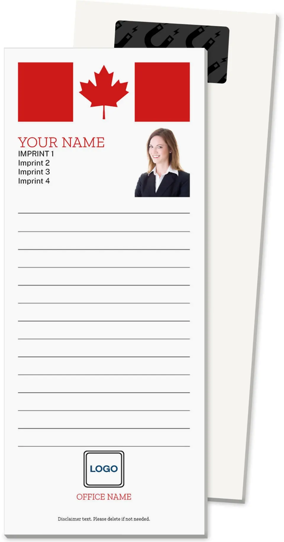 This is a 3½" x 8½" Magnetic Notepad called Canada Fan printed in full color