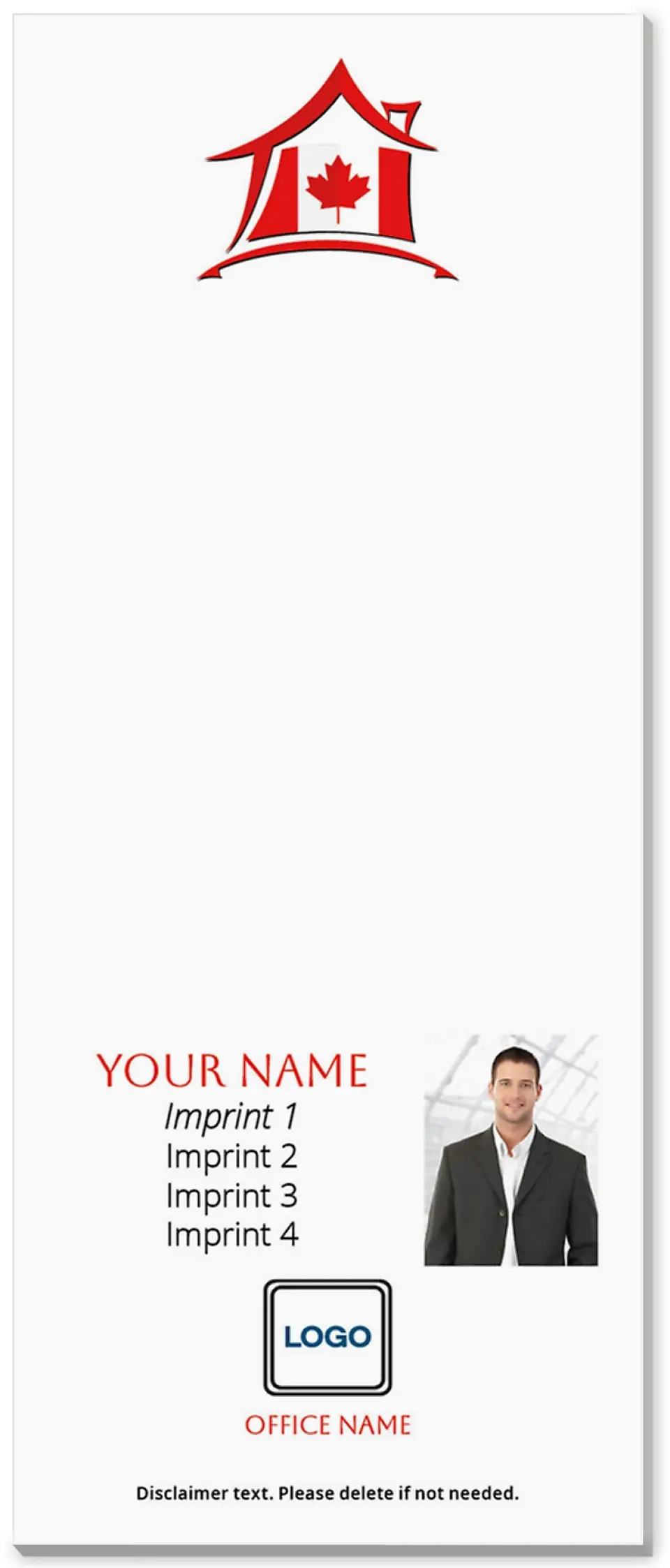 This is a 3½" x 8½" Notepad Without Magnet called Contemporary Canada printed in full color
