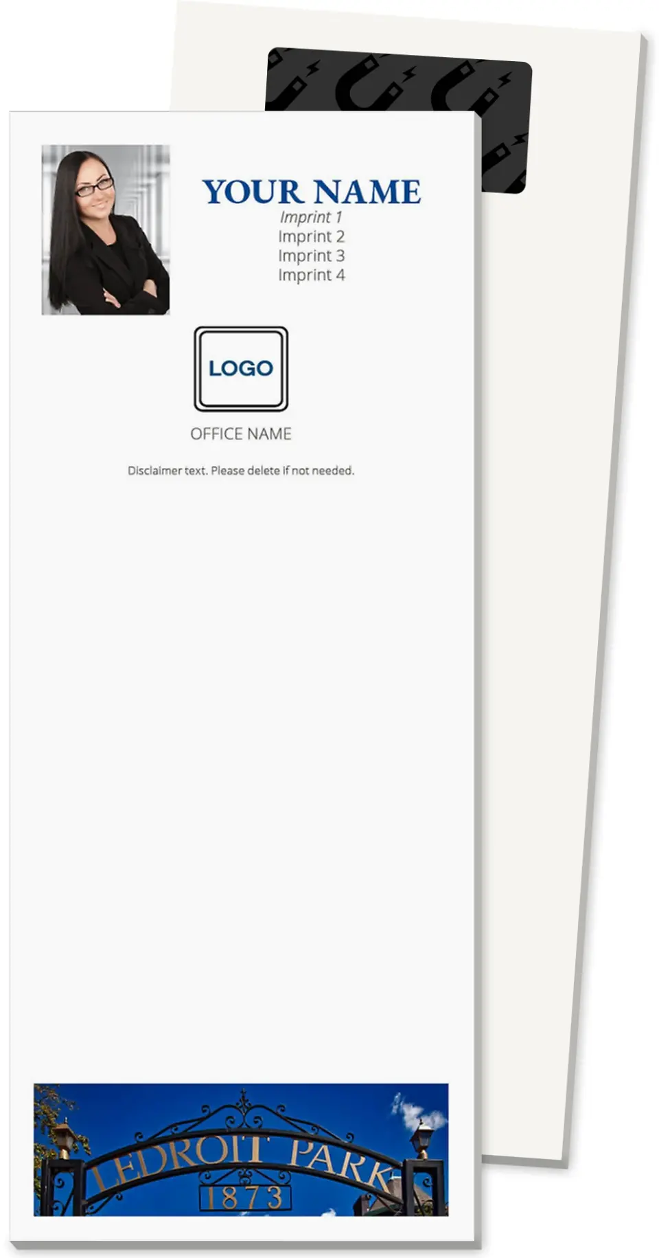 This is a 3½" x 8½" Magnetic Notepad called Sign On printed in full color