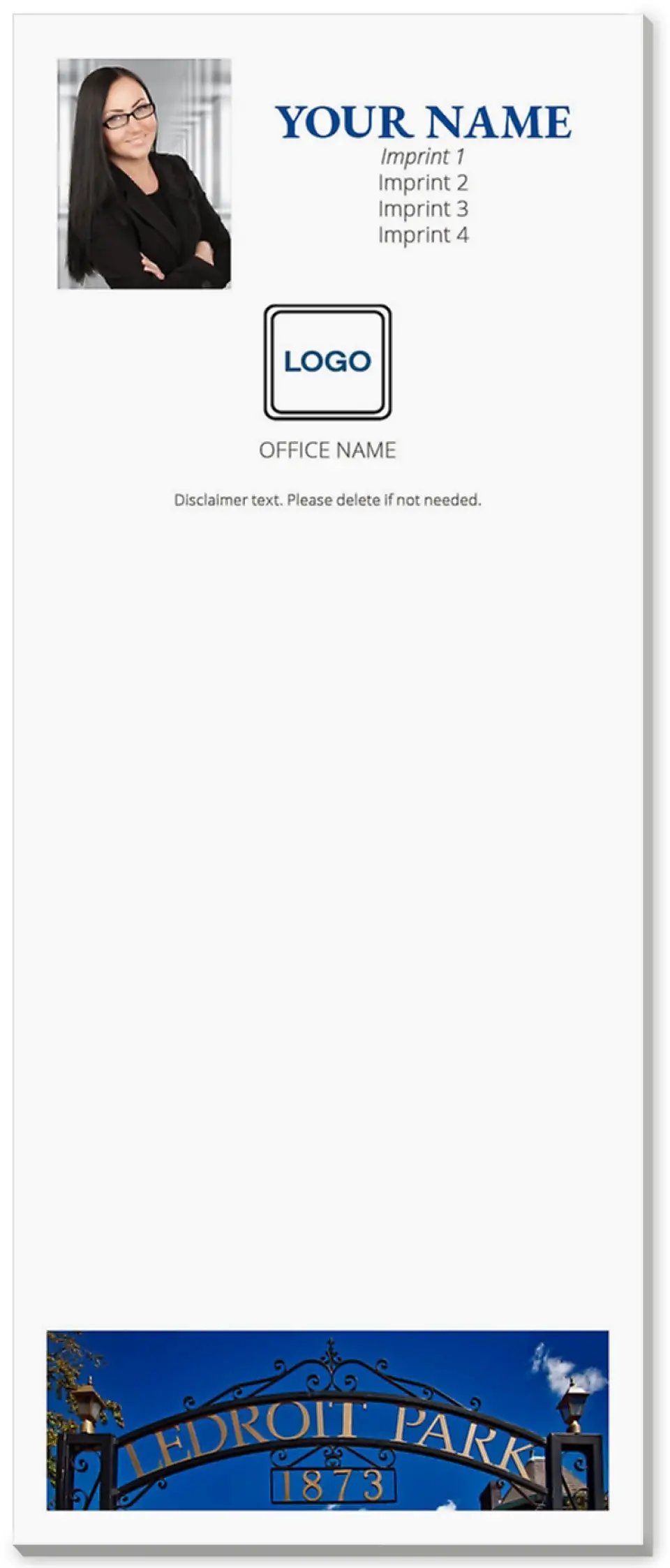 This is a 3½" x 8½" Notepad Without Magnet called Sign On printed in full color