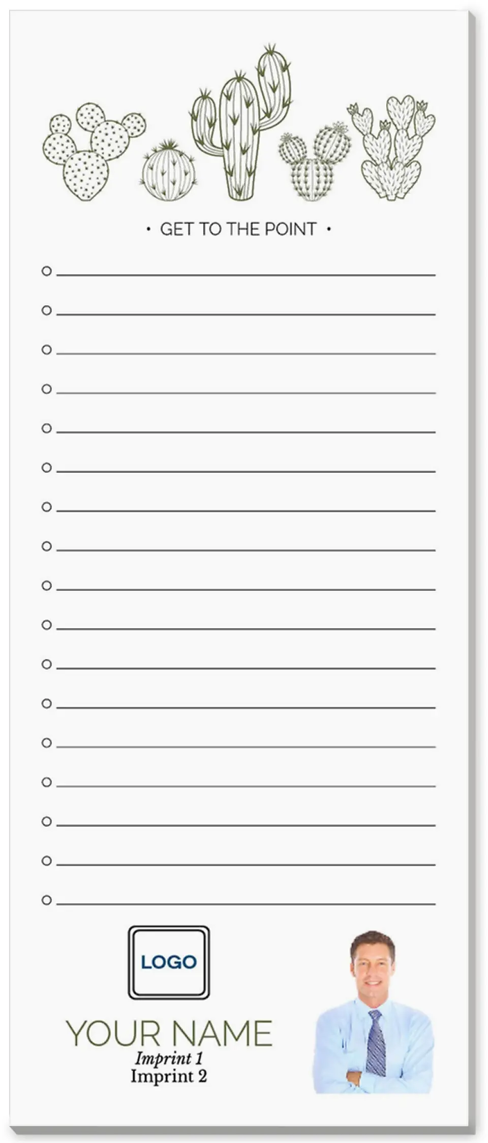 This is a 3½" x 8½" Notepad Without Magnet called To the Point printed in full color