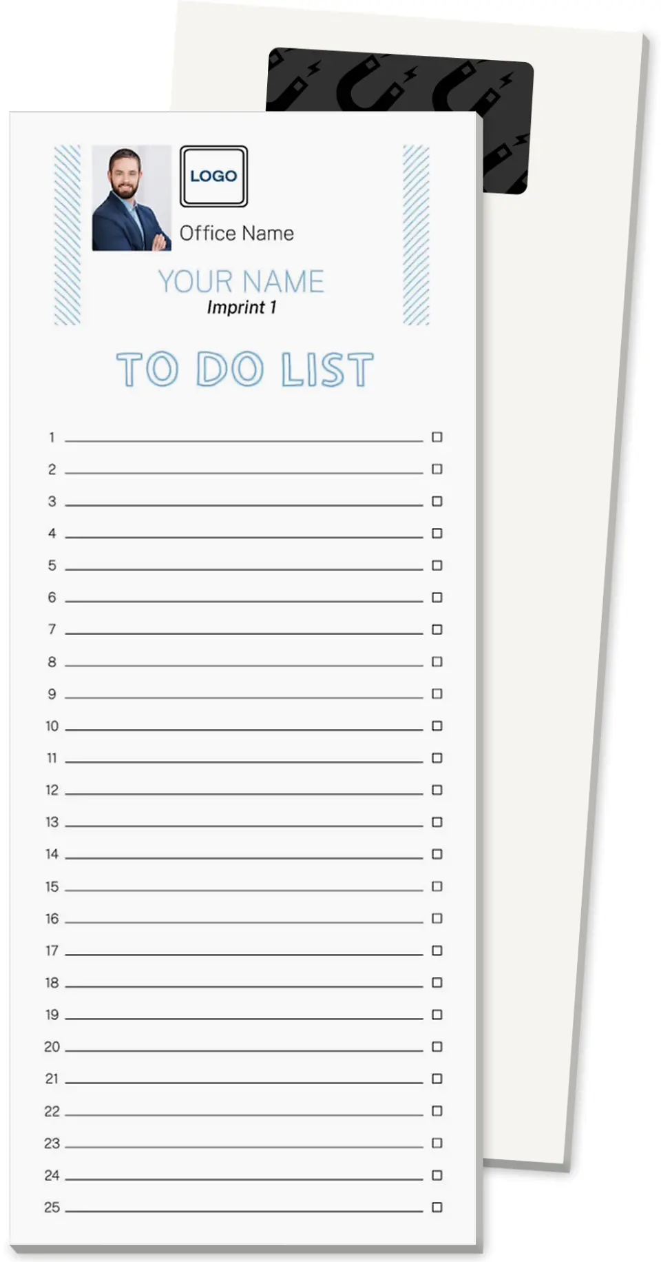 This is a 3½" x 8½" Magnetic Notepad called Priority Plan printed in full color