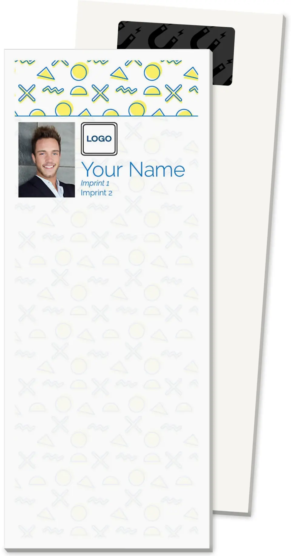 This is a 3½" x 8½" Magnetic Notepad called Doodle It printed in full color