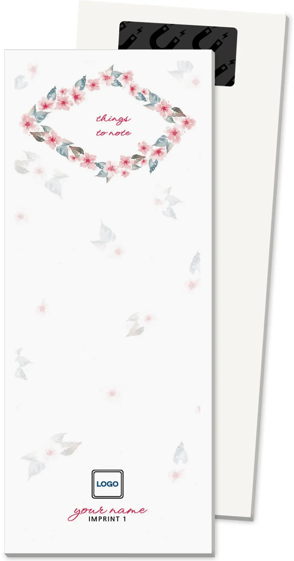 This is a 3½" x 8½" Magnetic Notepad called Blooming Notes printed in full color