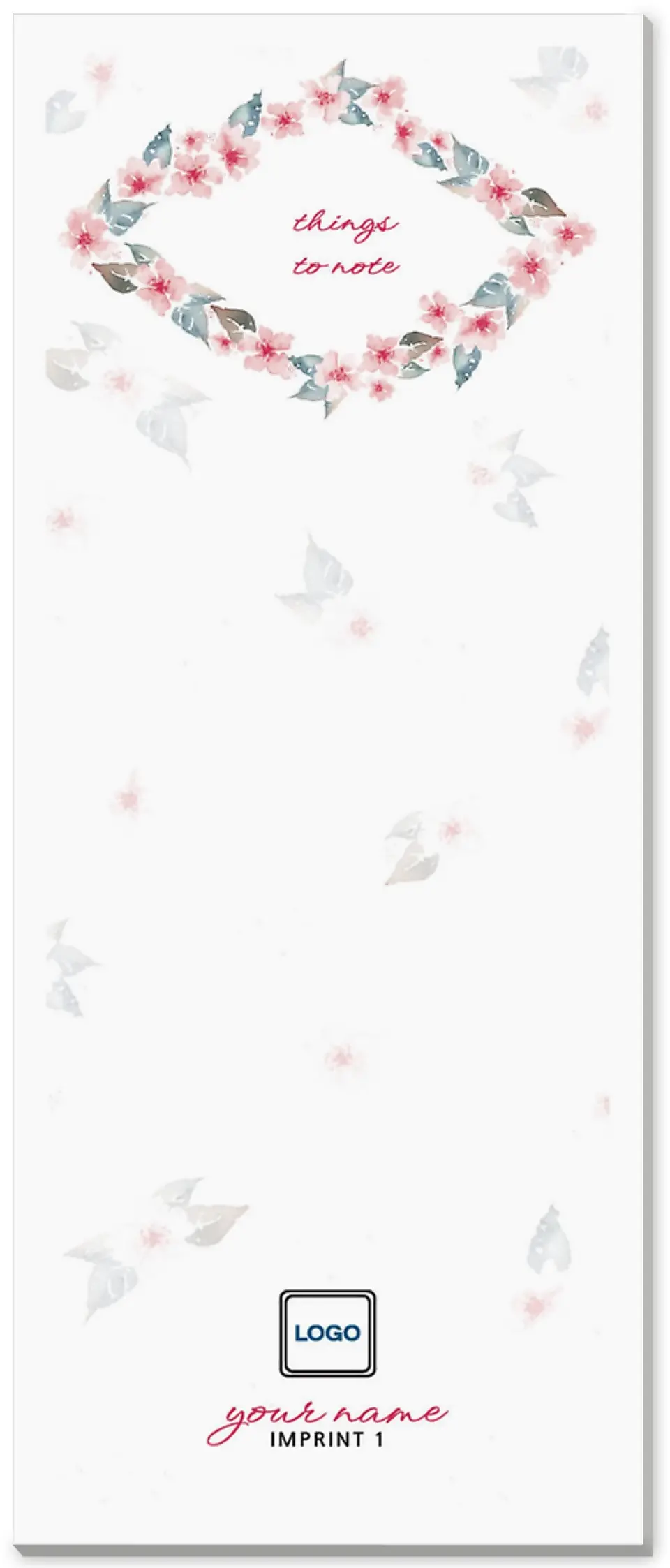 This is a 3½" x 8½" Notepad Without Magnet called Blooming Notes printed in full color