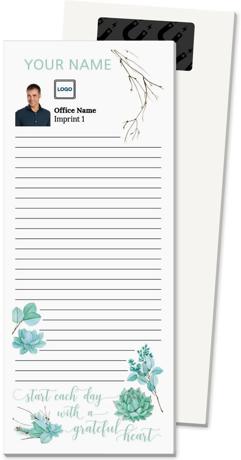 This is a 3½" x 8½" Magnetic Notepad called Naturally Grateful printed in full color