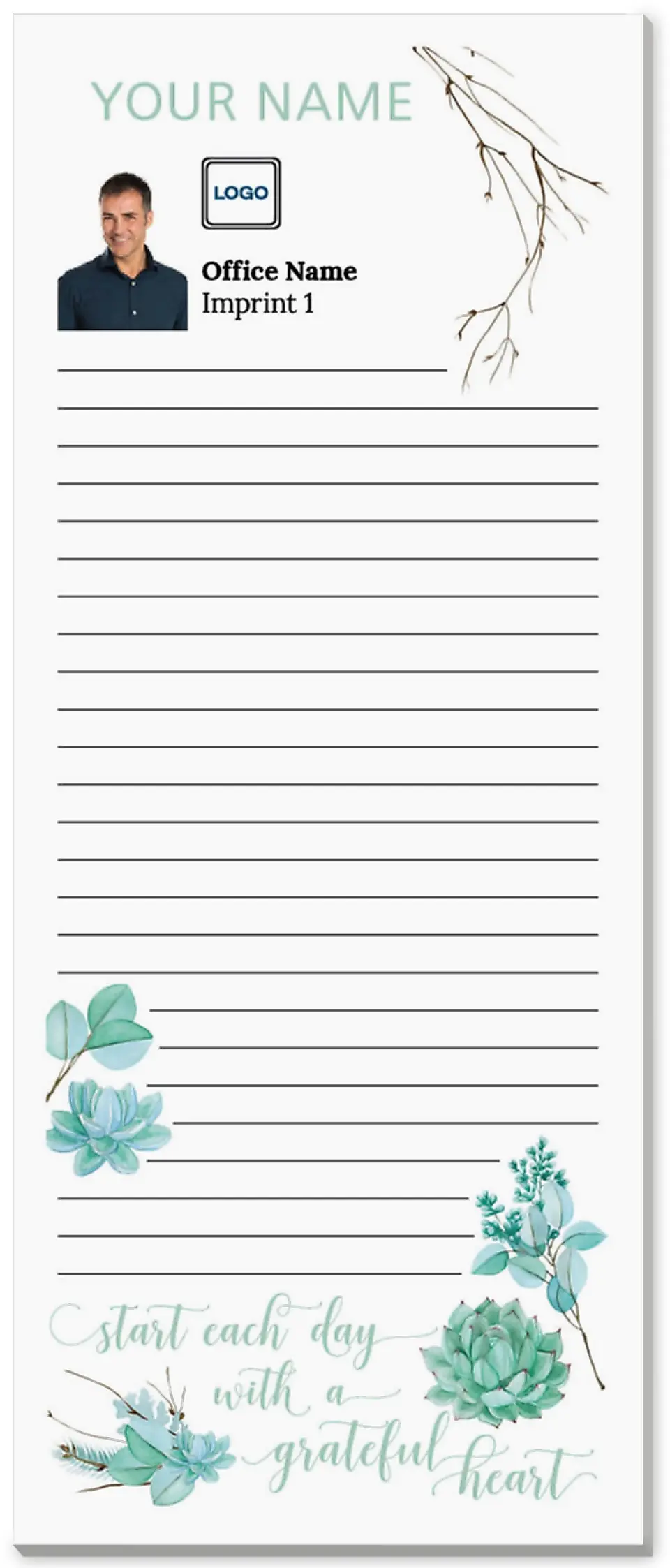 This is a 3½" x 8½" Notepad Without Magnet called Naturally Grateful printed in full color