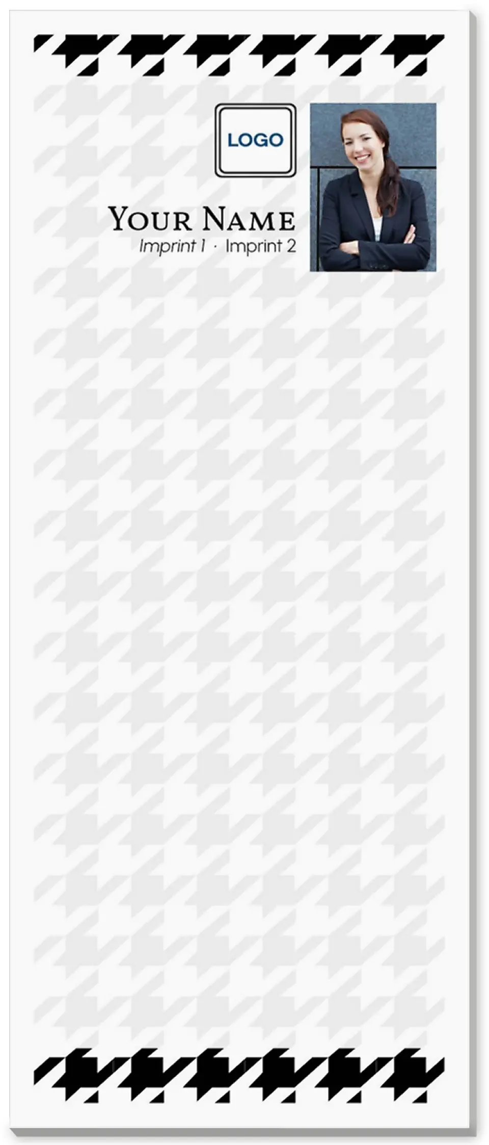 This is a 3½" x 8½" Notepad Without Magnet called Jotting Houndstooth printed in full color