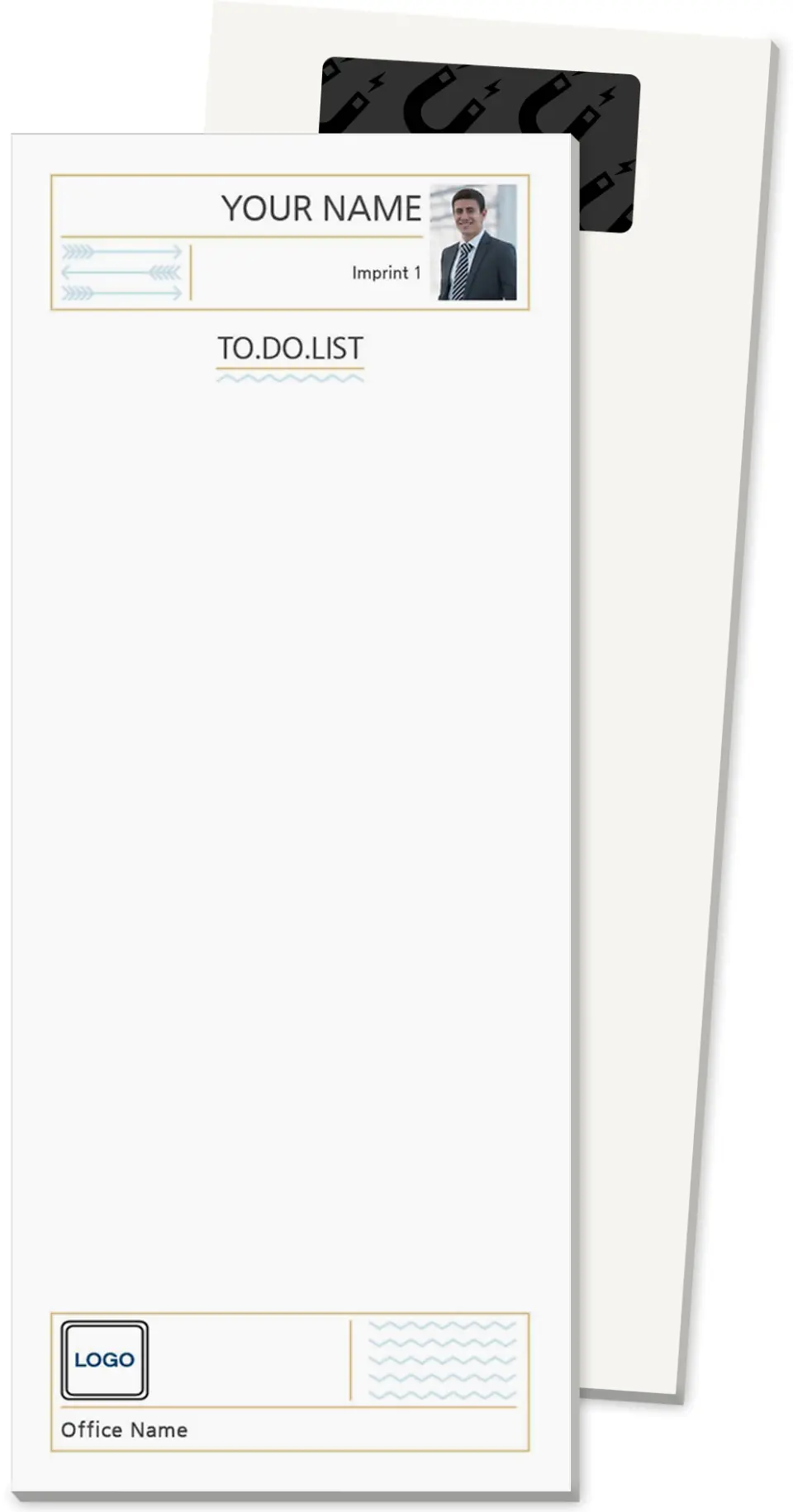 This is a 3½" x 8½" Magnetic Notepad called Contemporary To Do printed in full color