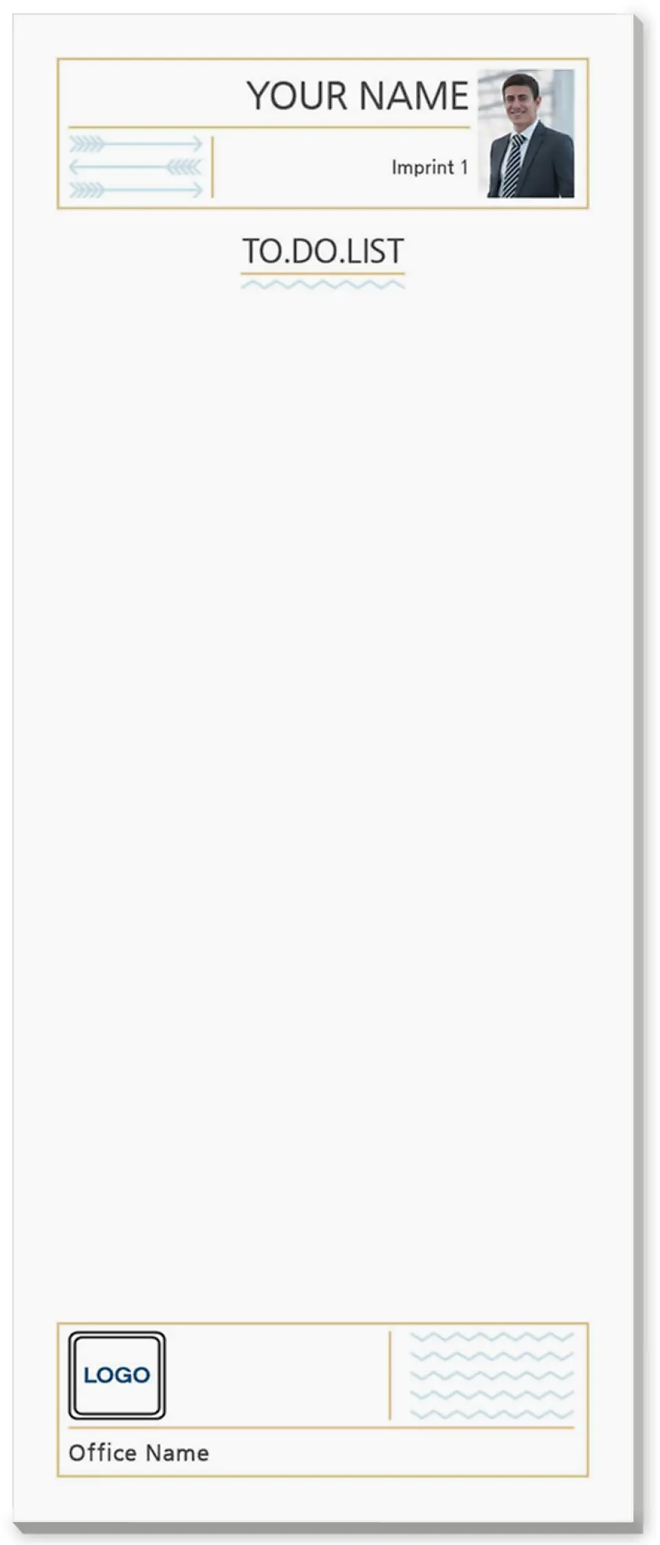 This is a 3½" x 8½" Notepad Without Magnet called Contemporary To Do printed in full color