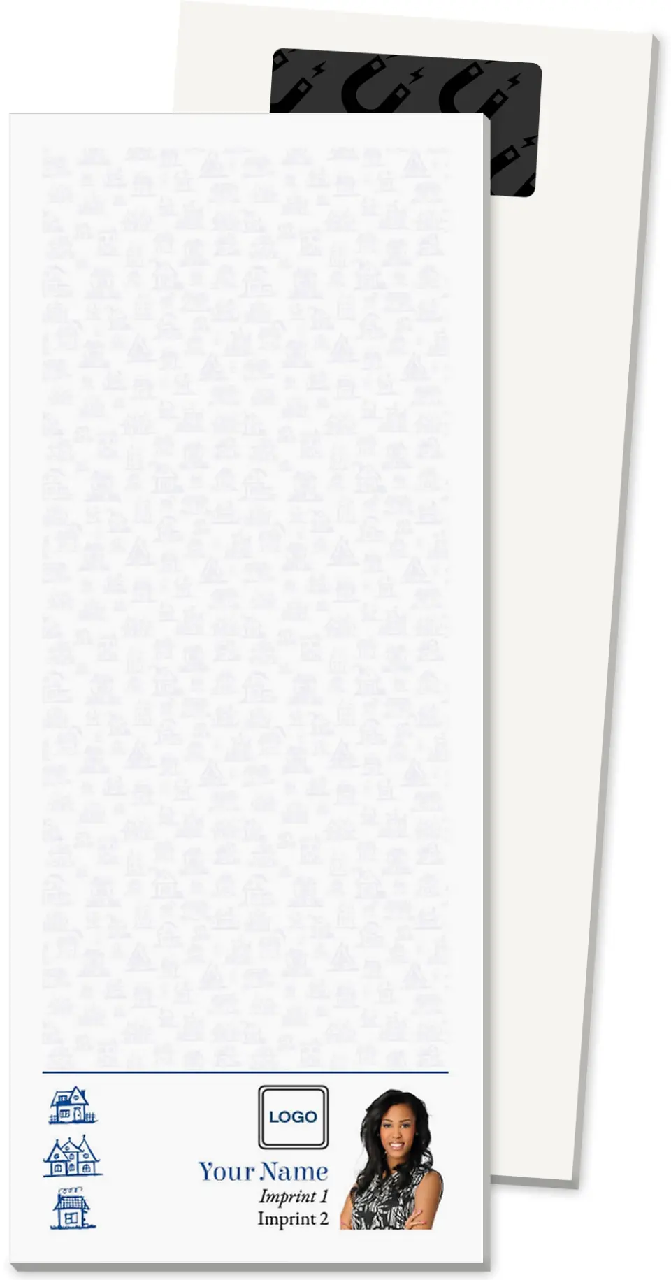 This is a 3½" x 8½" Magnetic Notepad called Neighborhood Expert printed in full color