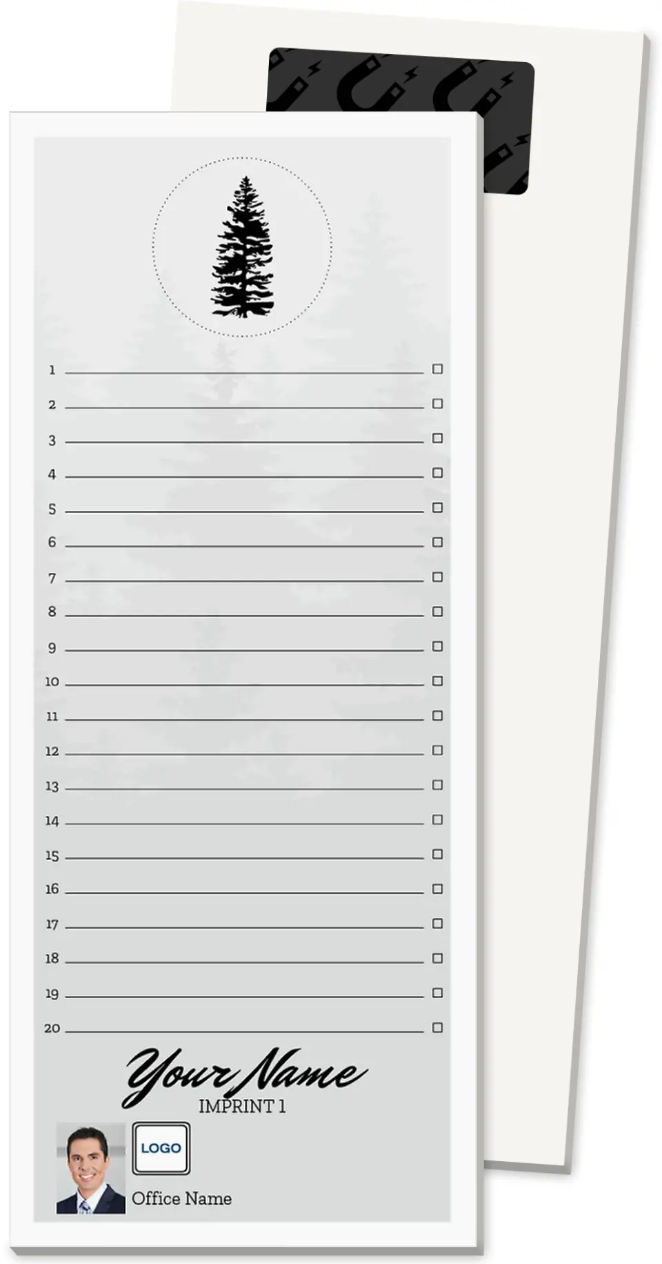 This is a 3½" x 8½" Magnetic Notepad called Evergreen Splendor printed in full color