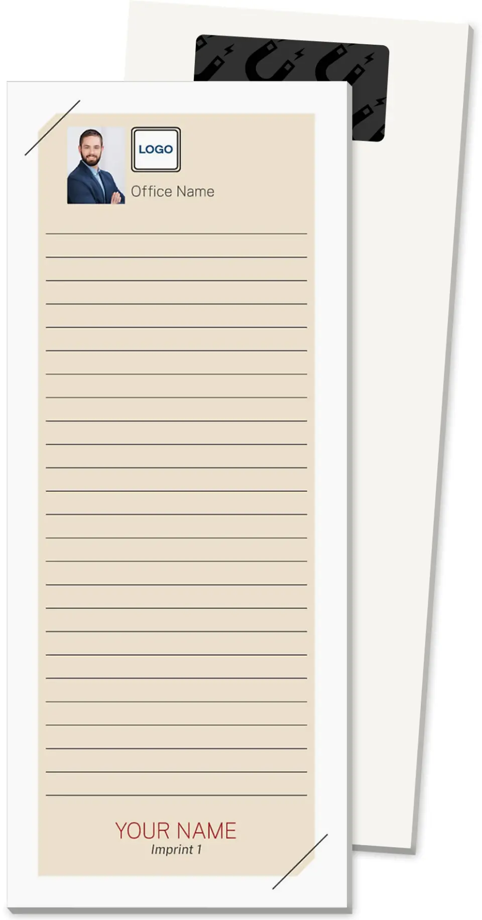 This is a 3½" x 8½" Magnetic Notepad called Simply Listed printed in full color