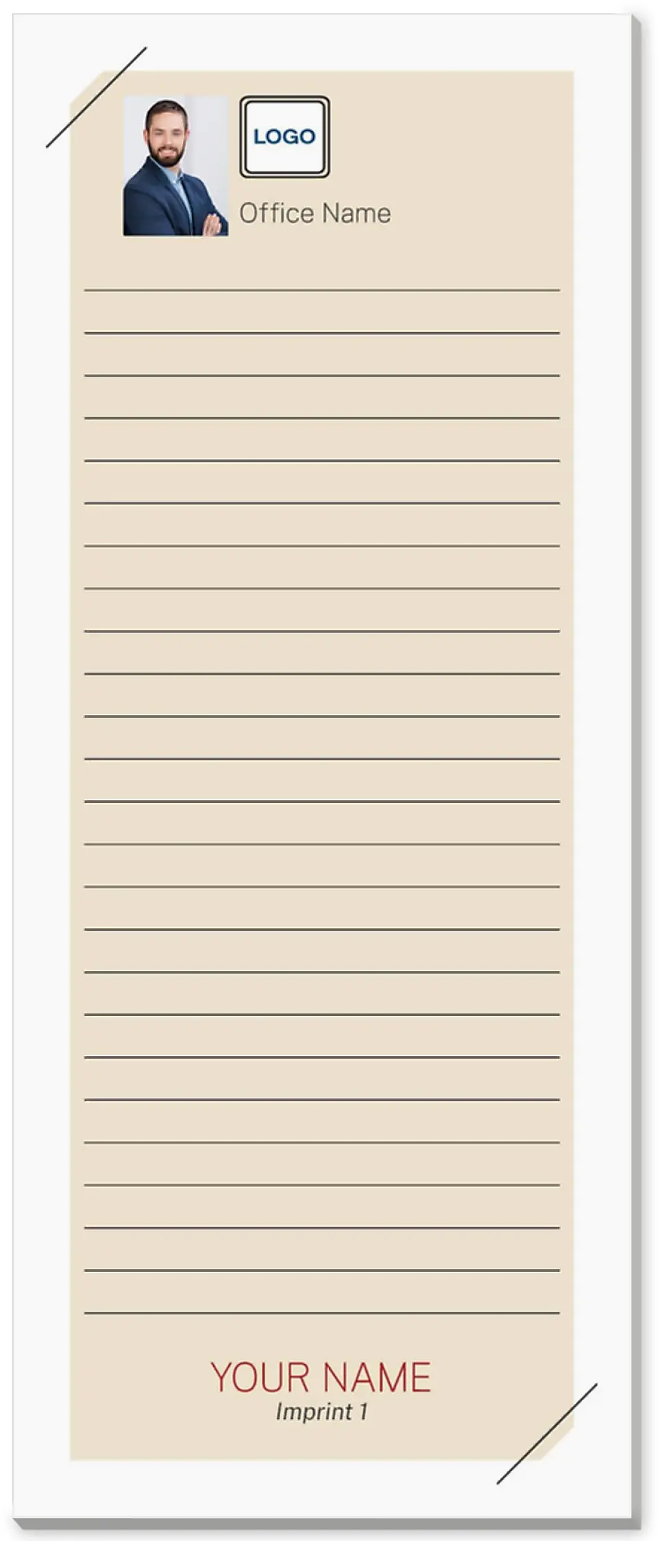 This is a 3½" x 8½" Notepad Without Magnet called Simply Listed printed in full color