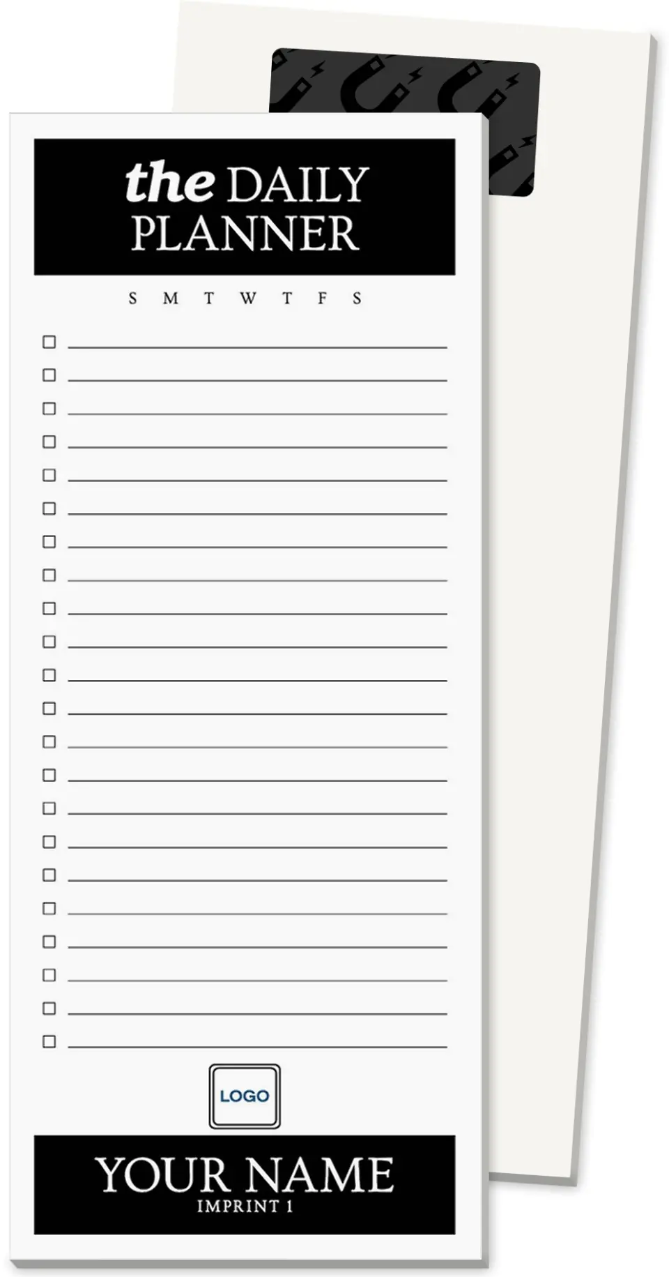 This is a 3½" x 8½" Magnetic Notepad called Your Daily Planner printed in full color