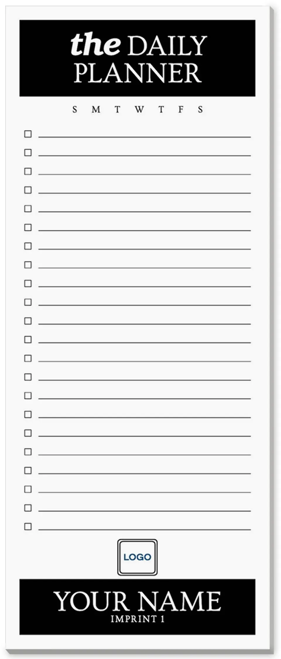 This is a 3½" x 8½" Notepad Without Magnet called Your Daily Planner printed in full color