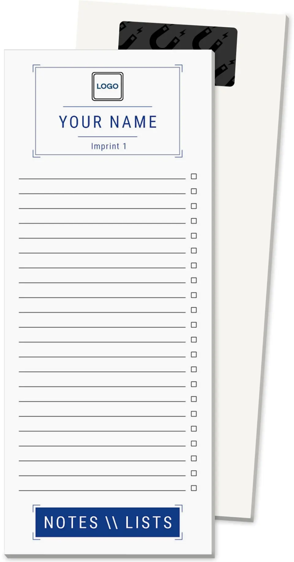 This is a 3½" x 8½" Magnetic Notepad called Solid Notes printed in full color
