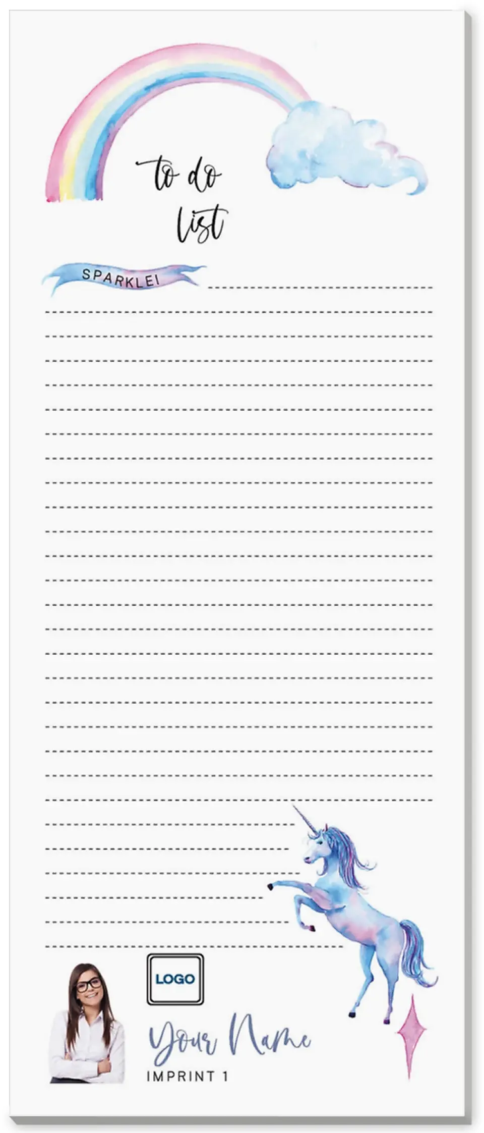 This is a 3½" x 8½" Notepad Without Magnet called To Do's & Daydreams printed in full color