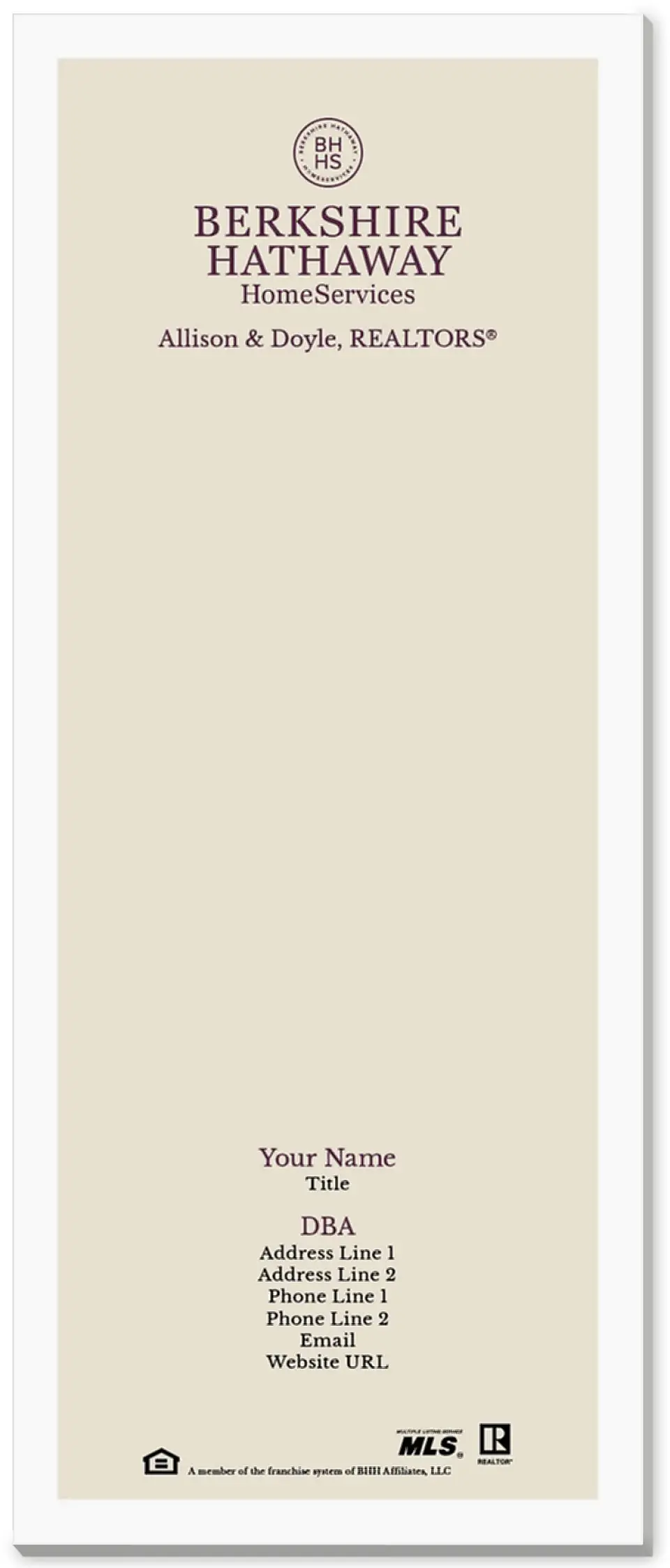 This is a 3½" x 8½" Notepad Without Magnet called Berkshire Hathaway HomeServices Notepads printed in full color